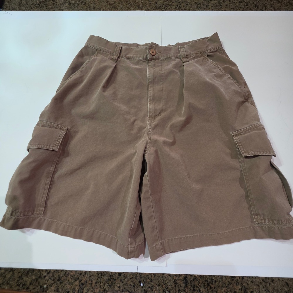 Vtg Abercrombie & Fitch Cargo Shorts Mens 34 Brown Pleated Baggy Y2K Gorpcore